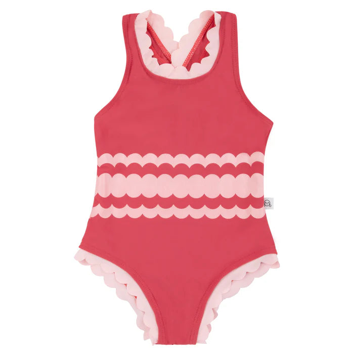 bathing suit scalloped detail - hot pink