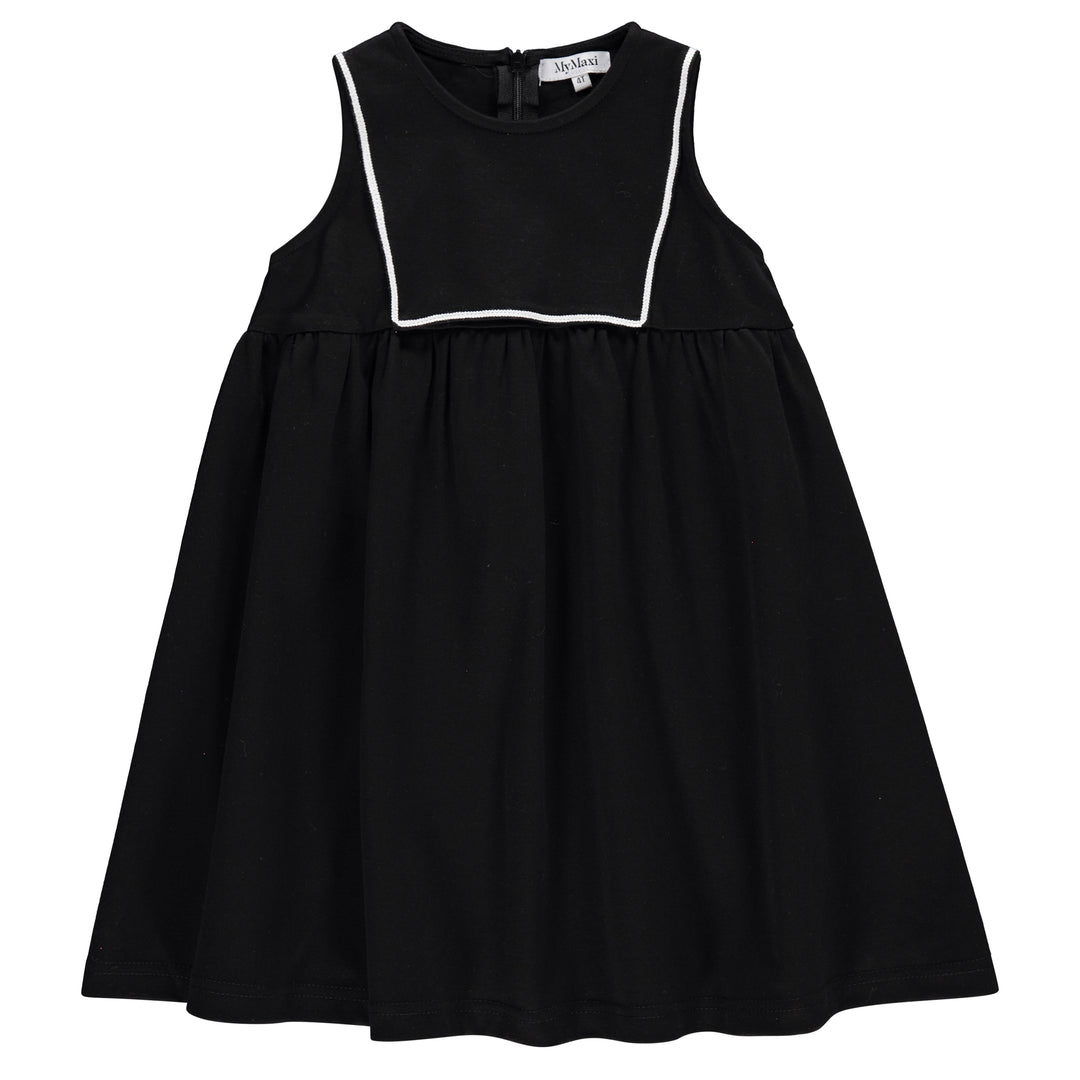 maxi dress short ribbon trim - black/white