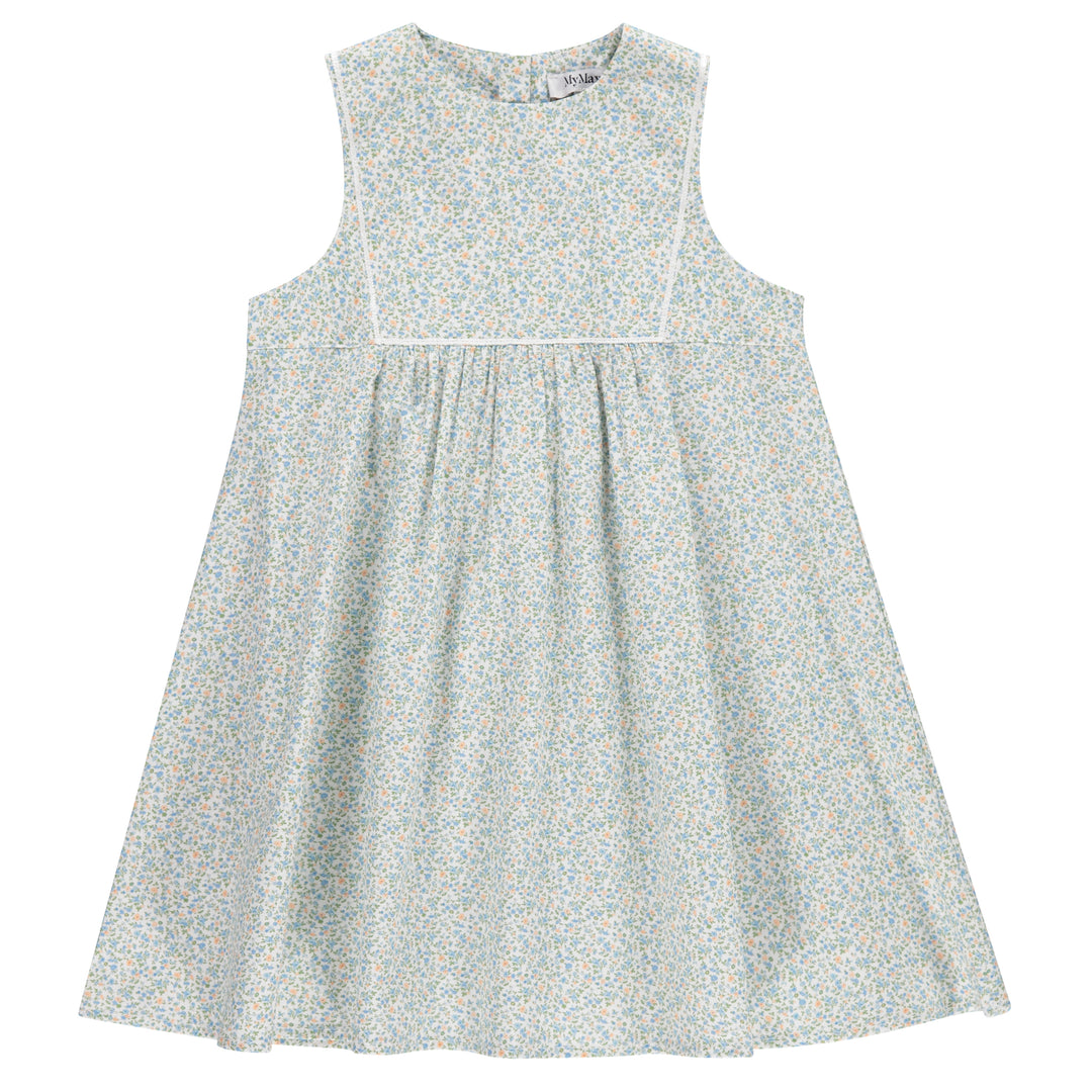 maxi dress short ribbon trim - floral