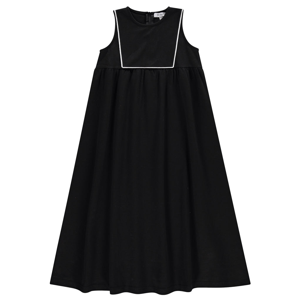 maxi dress short ribbon trim - black/white – Lily and Todd