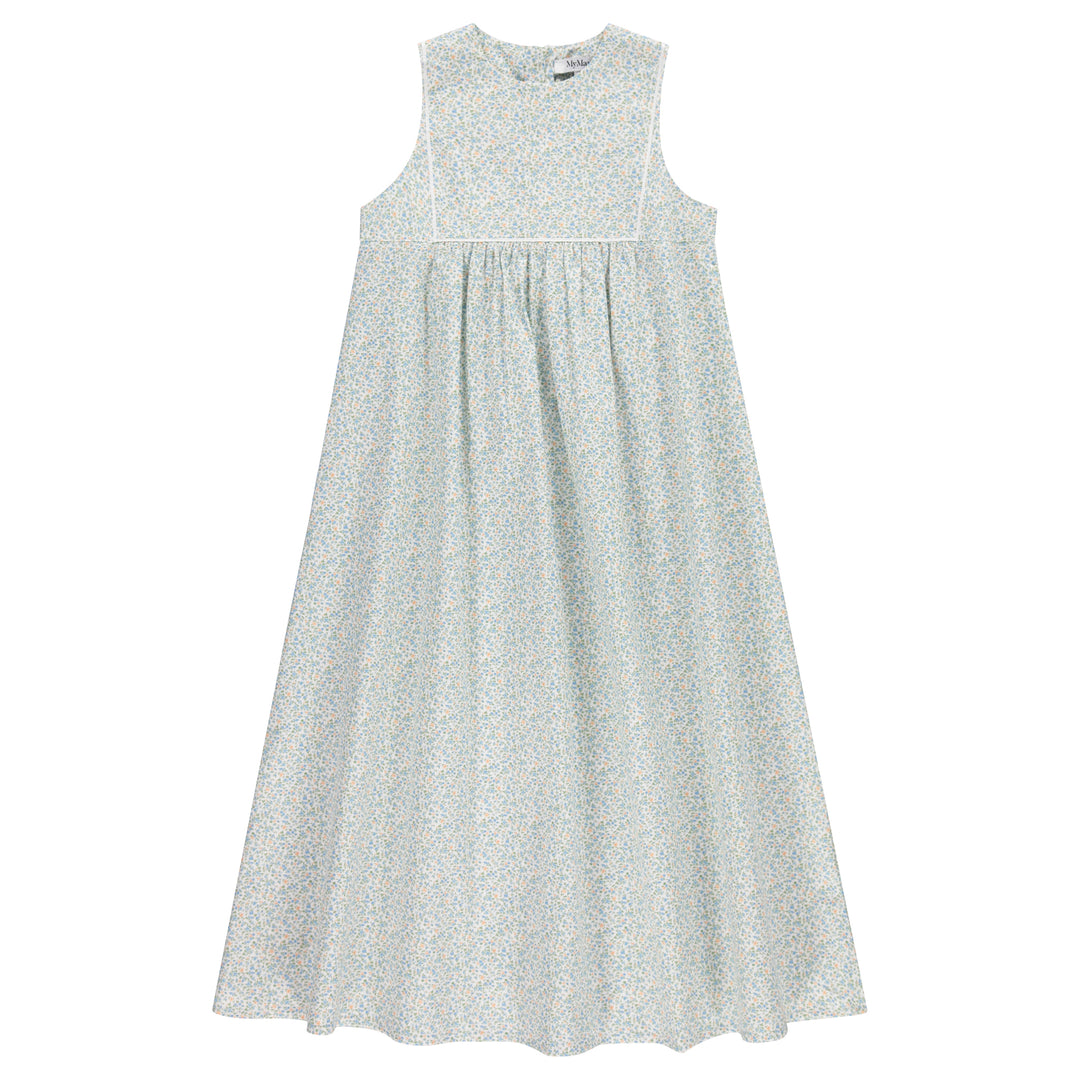maxi dress short ribbon trim - floral