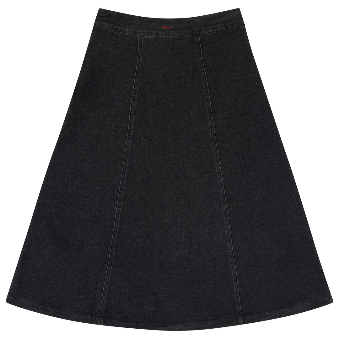 skirt denim paneled midi - smoke denim