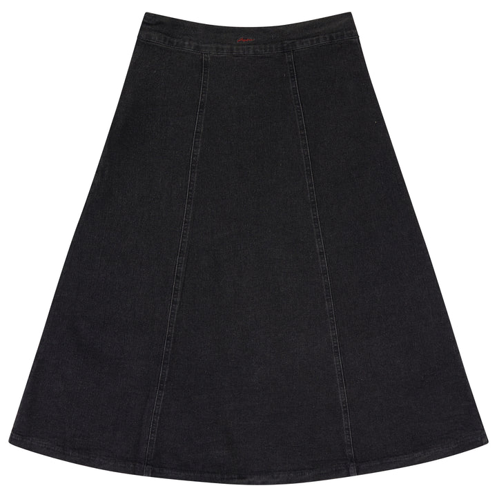 skirt denim paneled midi - smoke denim