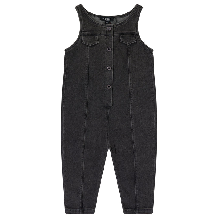 one piece denim overalls - smoke denim
