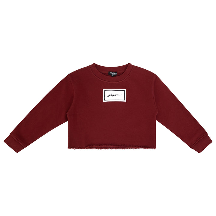 top l/s sherpa patch cropped sweatshirt - rust