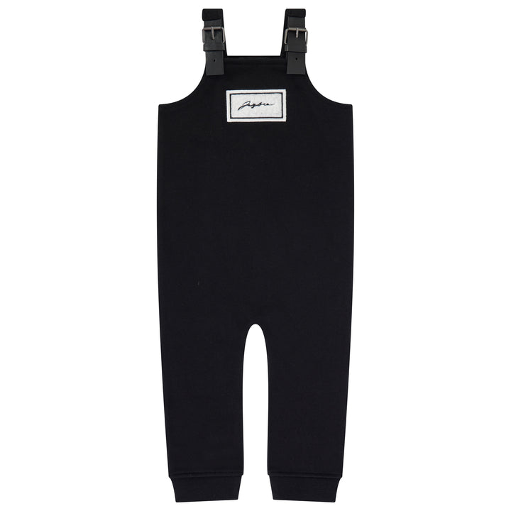 one piece sherpa patch overalls - black