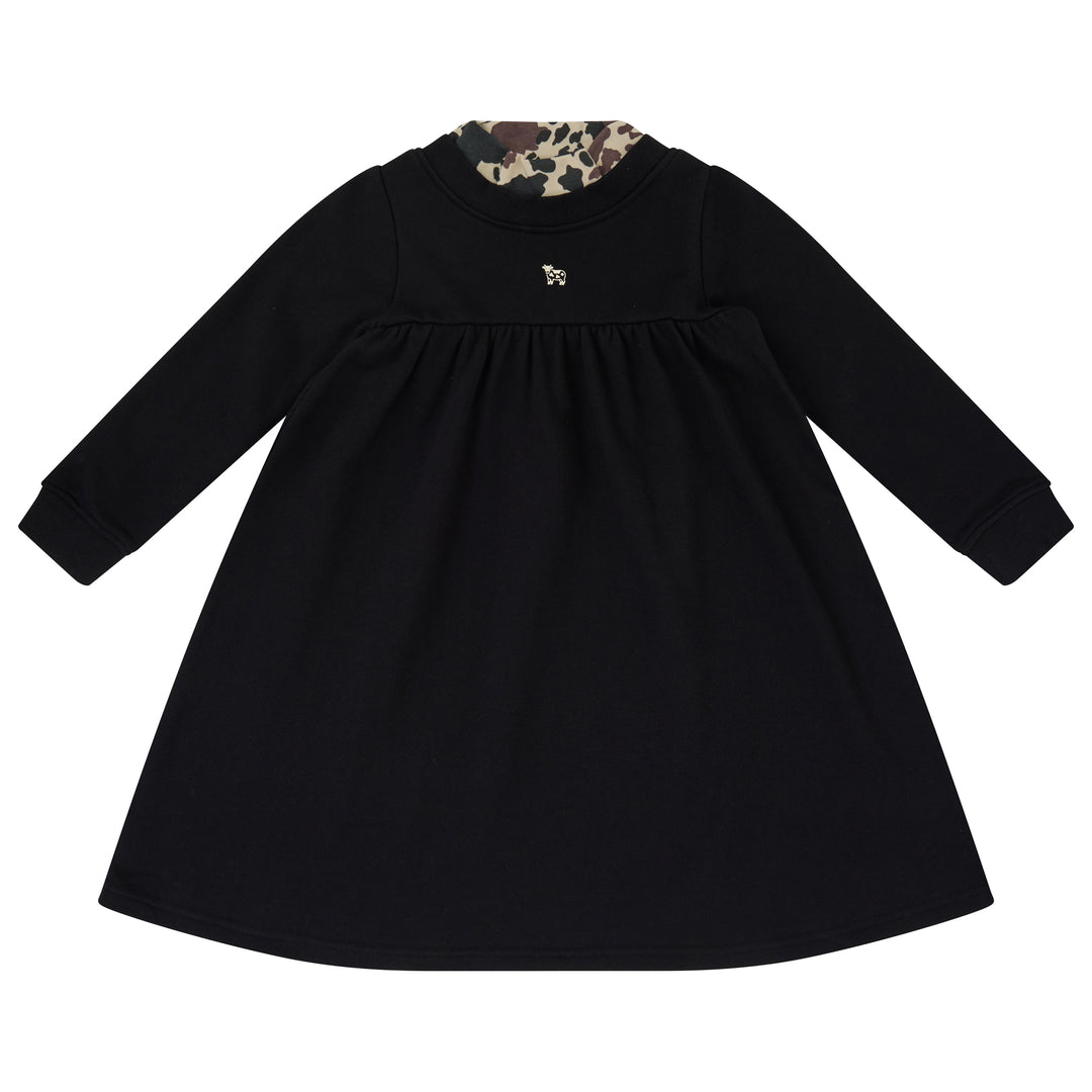 dress printed mockneck - black