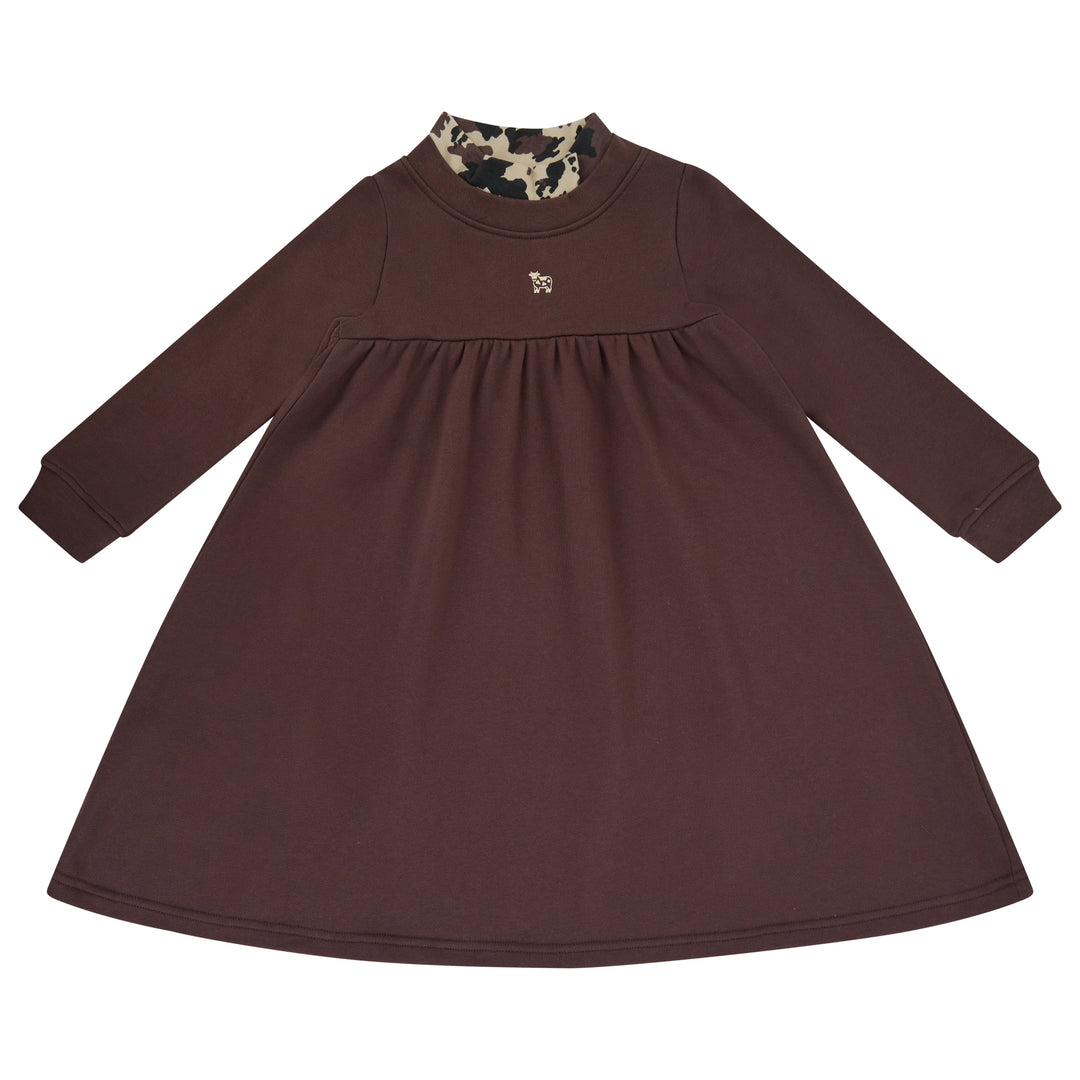 dress printed mockneck - brown