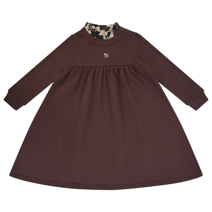 dress printed mockneck - brown