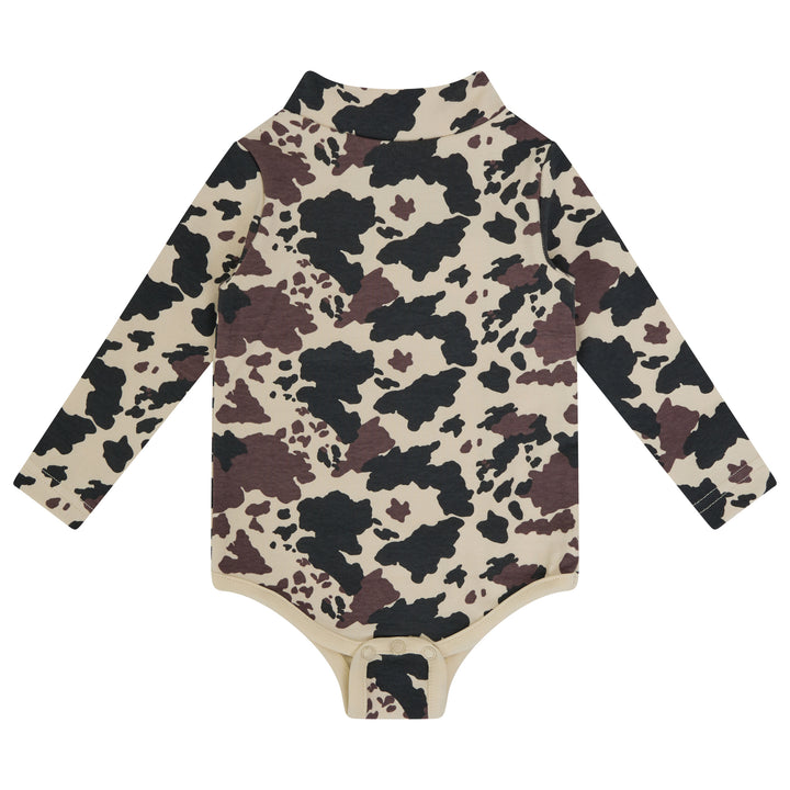 set outfit printed mockneck and overalls - black