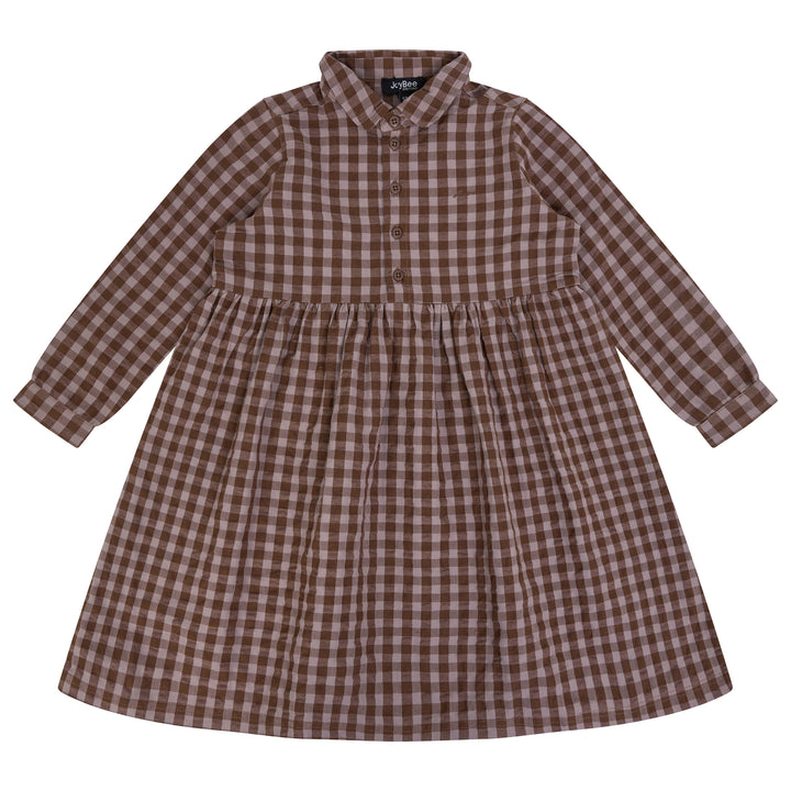 shirt l/s checkered dress - chestnut/slate