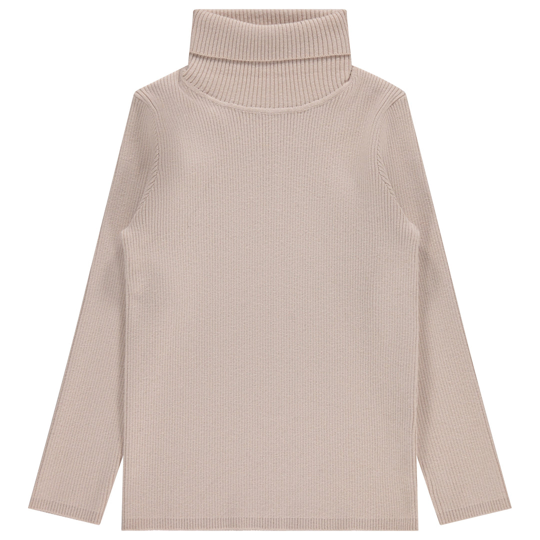 top l/s knit turtleneck - cream