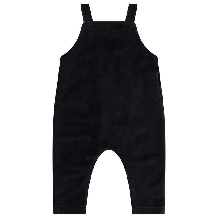 one piece velour pinafore overalls - black
