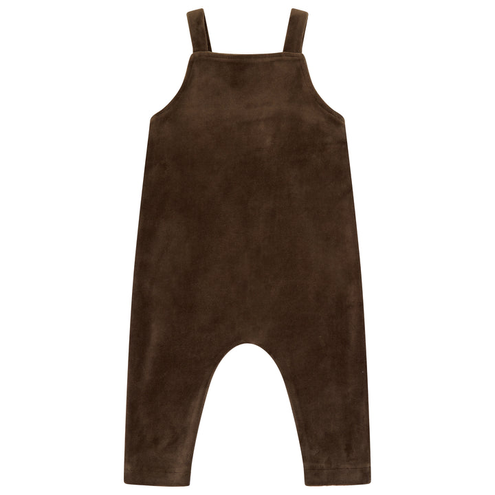 one piece velour pinafore overalls - deep taupe