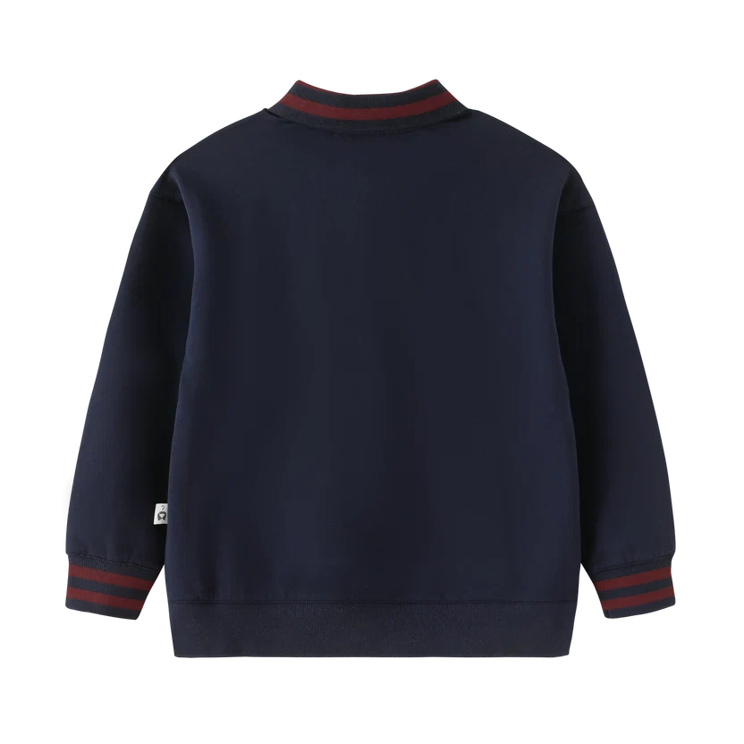 polo l/s striped collar - navy