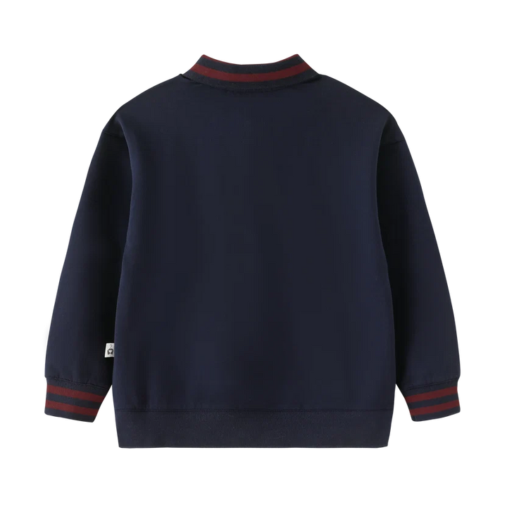 polo l/s striped collar - navy