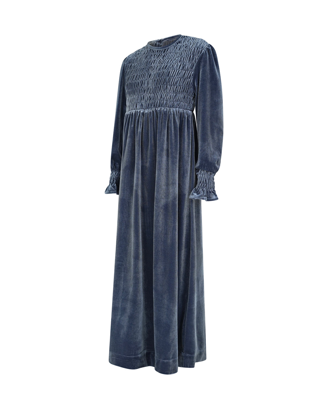 maxi dress emma smocked velvet - cornflower