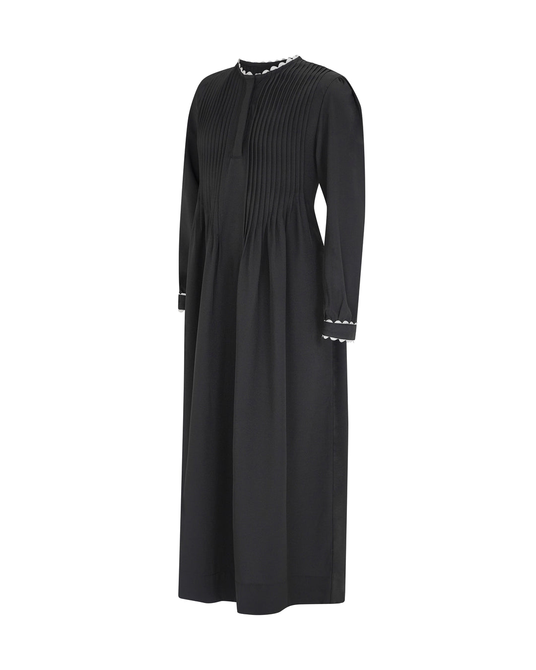 maxi dress olivia scalloped mini pleats - black