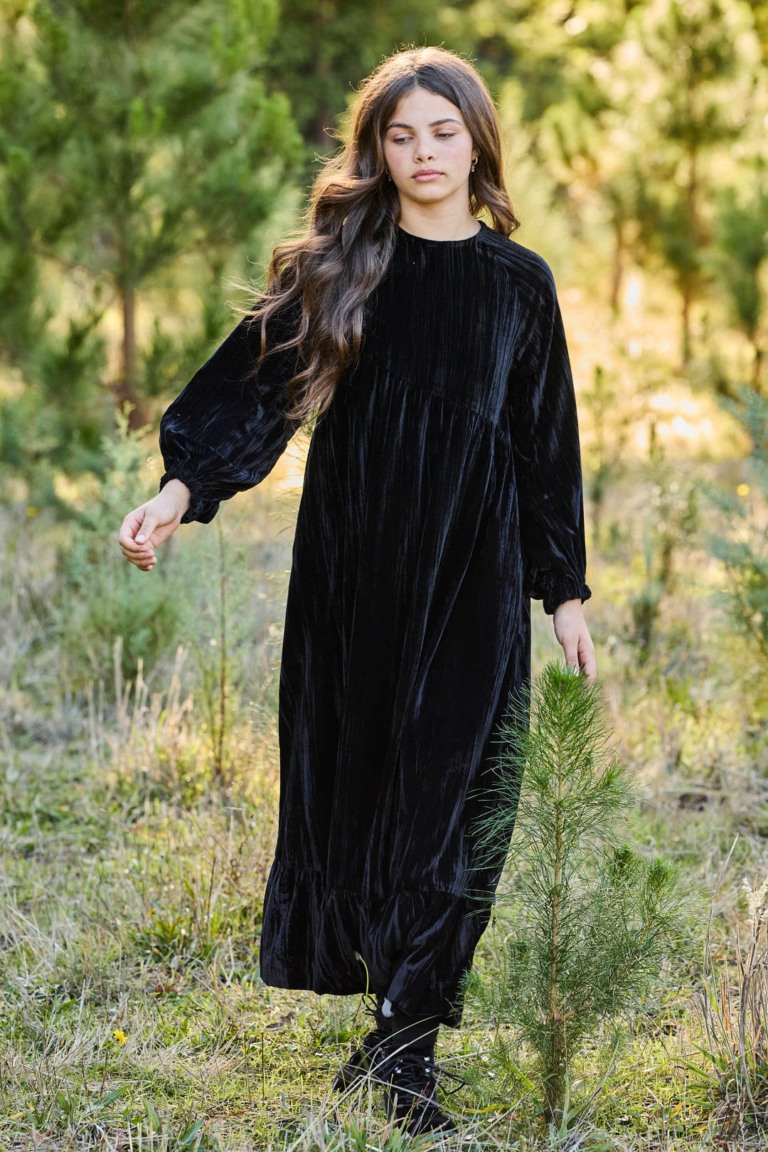 maxi dress chloe crushed velvet - black
