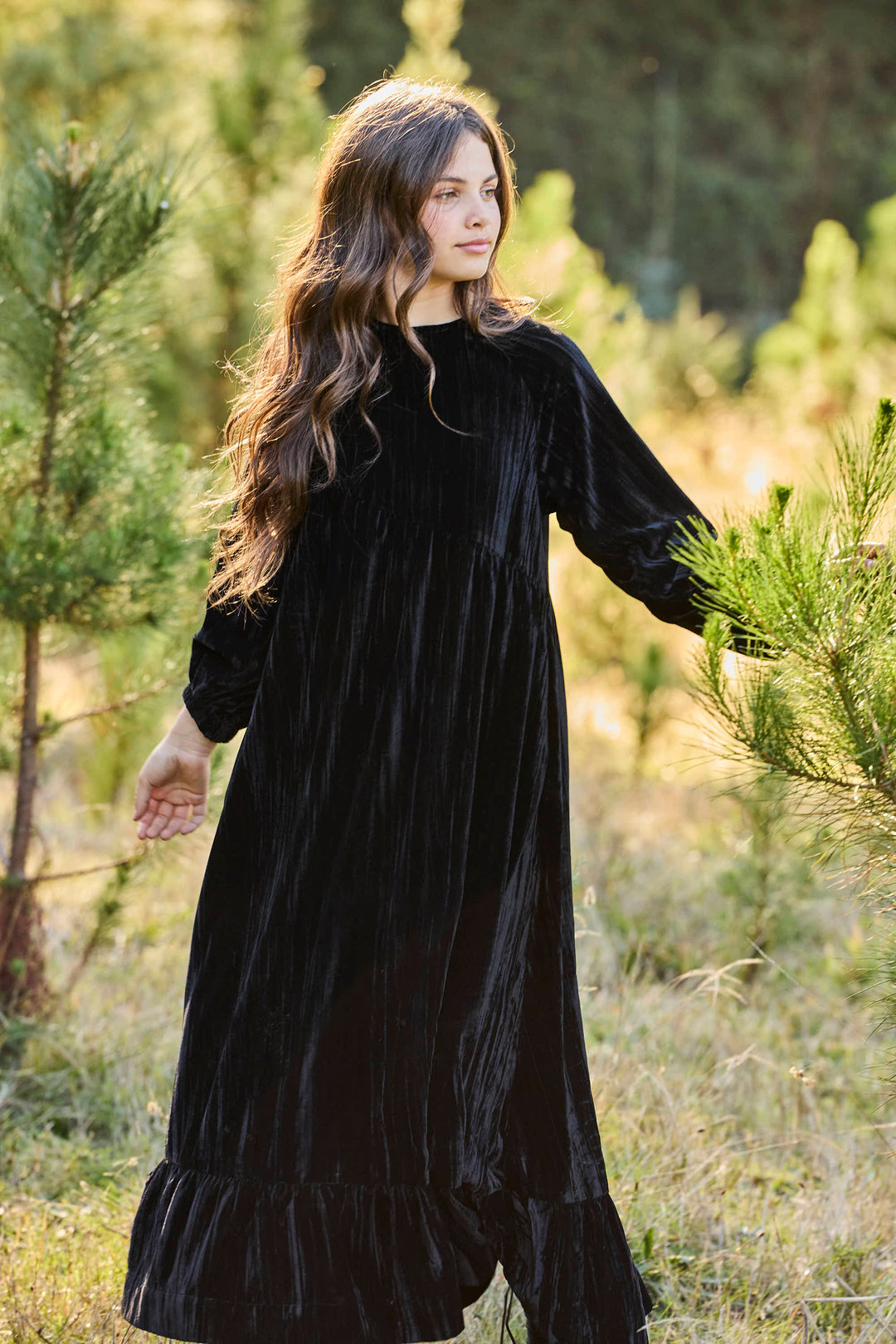 maxi dress chloe crushed velvet - black