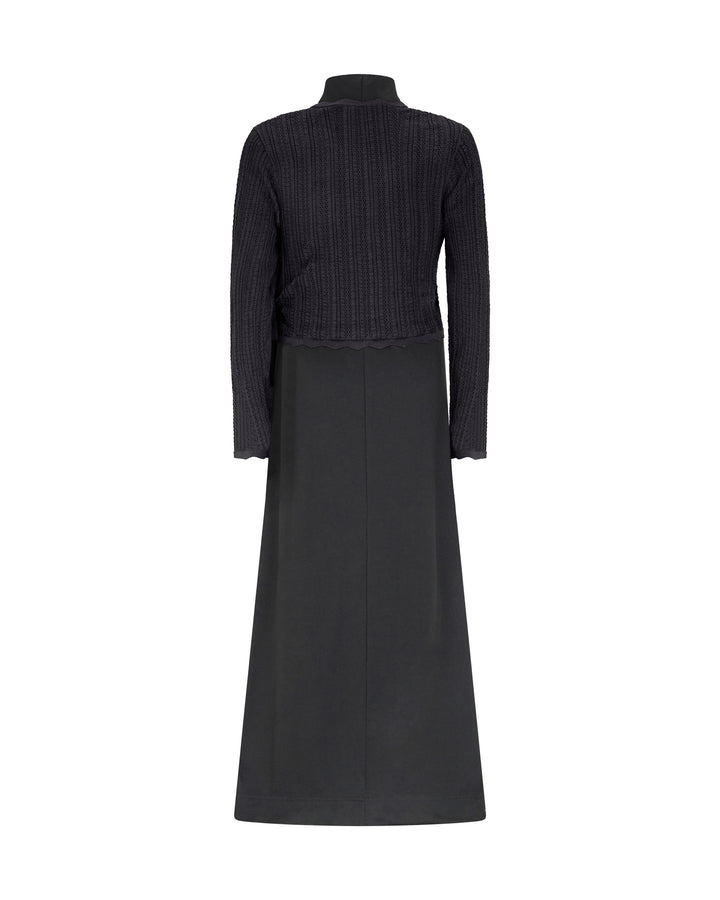 maxi dress mia pointelle overlay cardigan - black