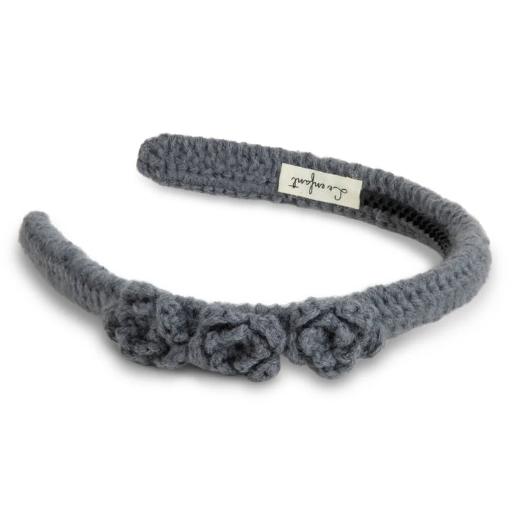 headband crochet flowers - gray