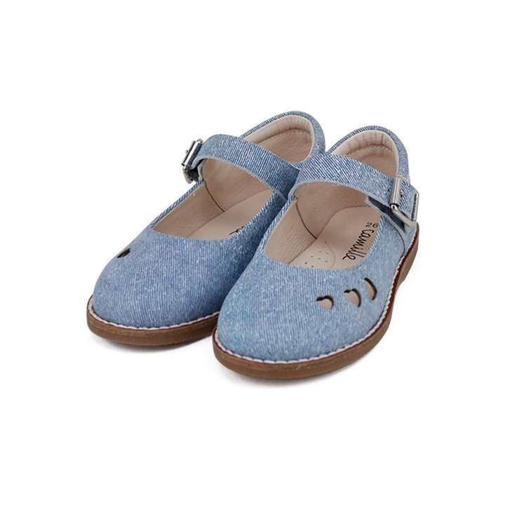 shoes clunky piper heart cut out mary janes - denim leather