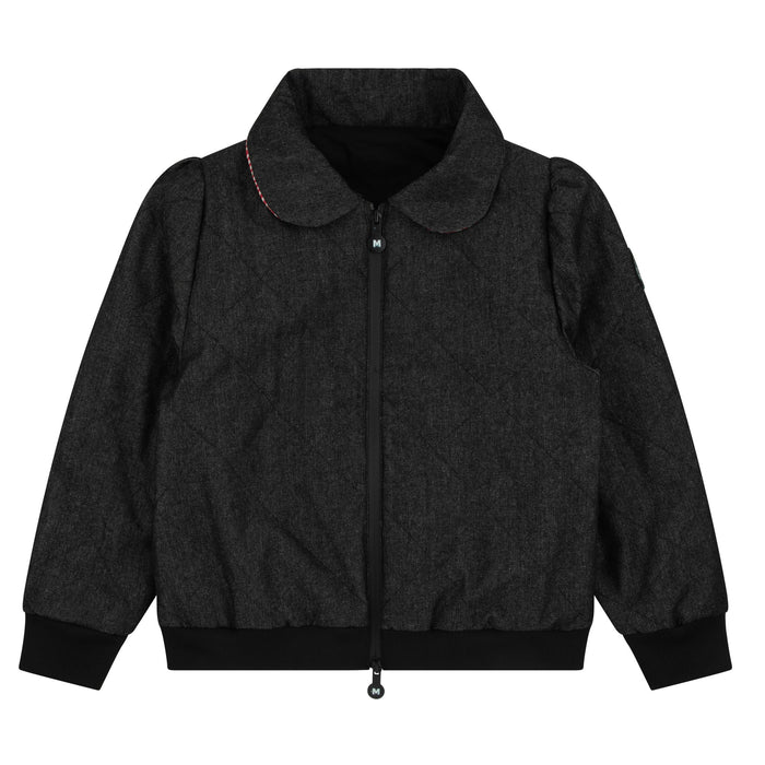 jacket denim collared zip up - black denim