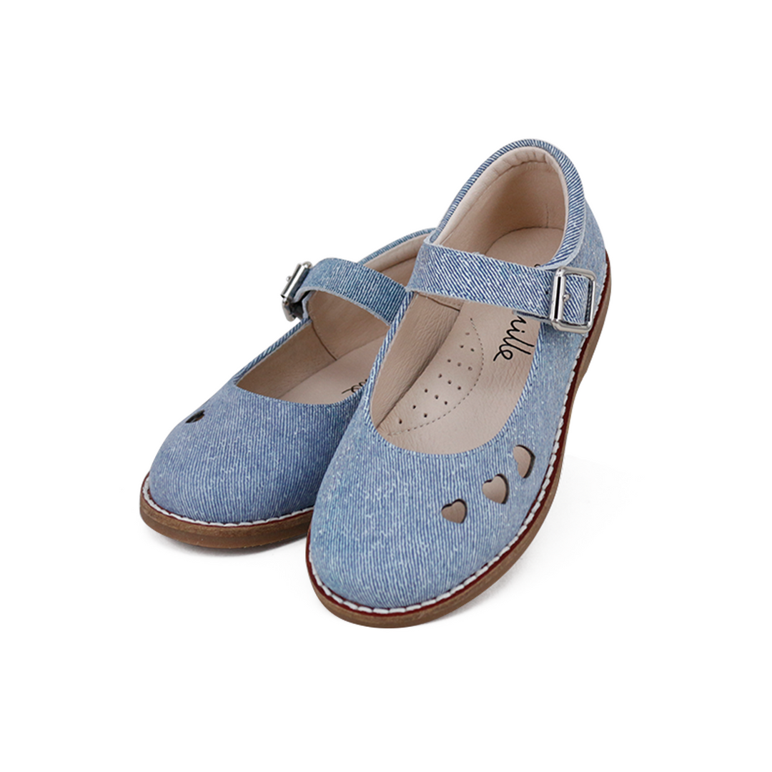 shoes clunky piper heart cut out mary janes - denim leather