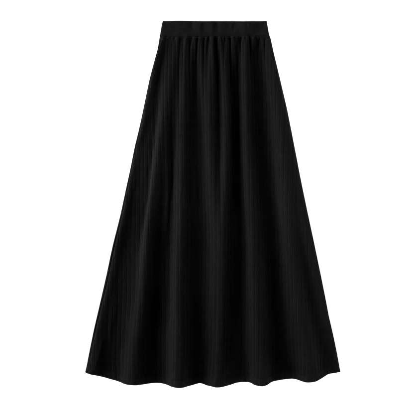 skirt ribbed maxi - black