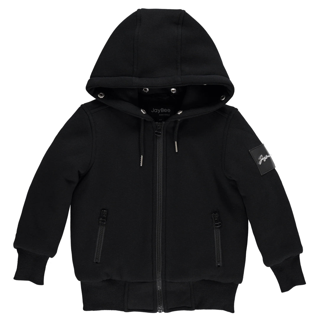 jacket fur lined with hood - black