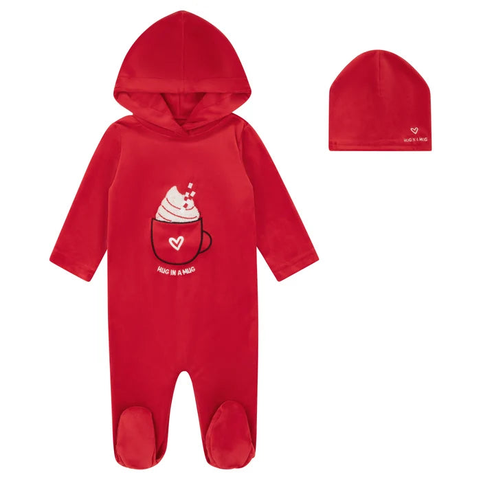 footie whipped hooded with beanie - pink