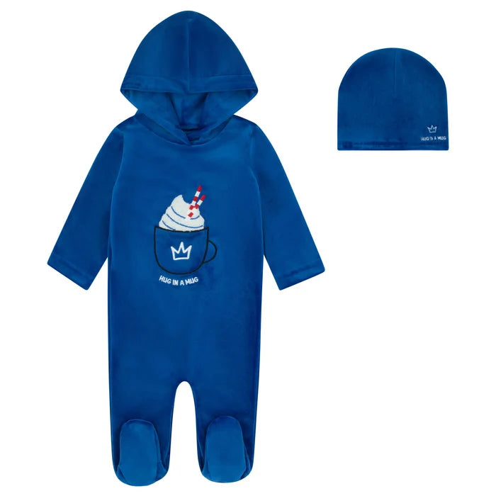 footie whipped hooded with beanie - blue