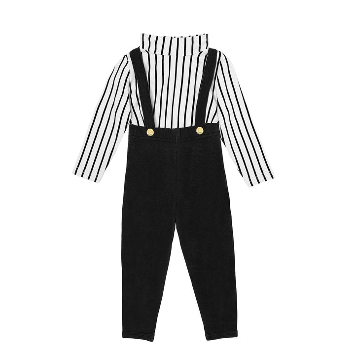 set outfit vertical stripes - black