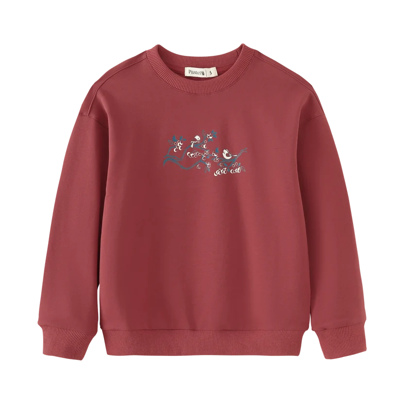 top l/s bird print sweatshirt - sherbert