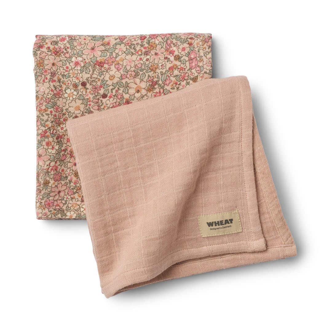 swaddle muslin solid and print 2 pack - rose dust