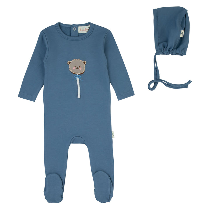 footie bear string pop with bonnet - blue