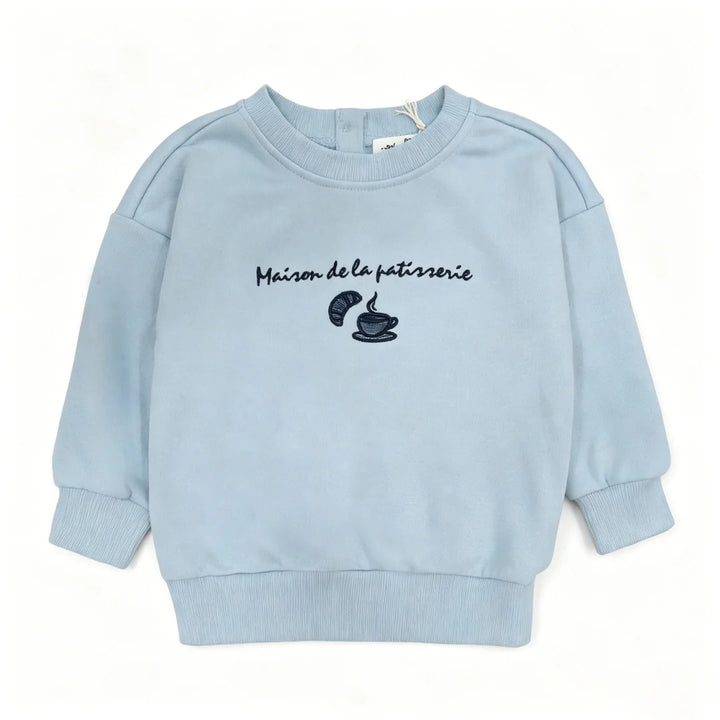 set outfit patisserie sweatshirt and leggings - blue