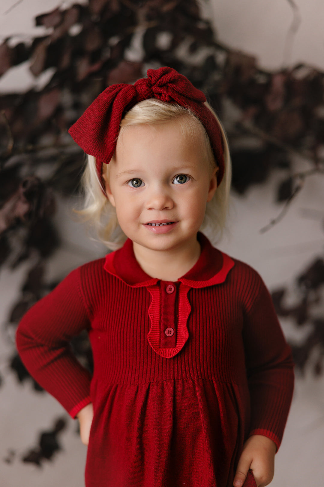 dress tonal knit scalloped collar - red