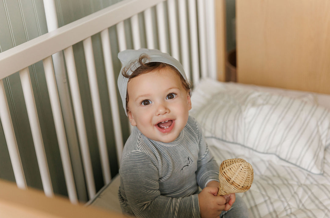 footie velour striped butterfly and boat with beanie - light blue