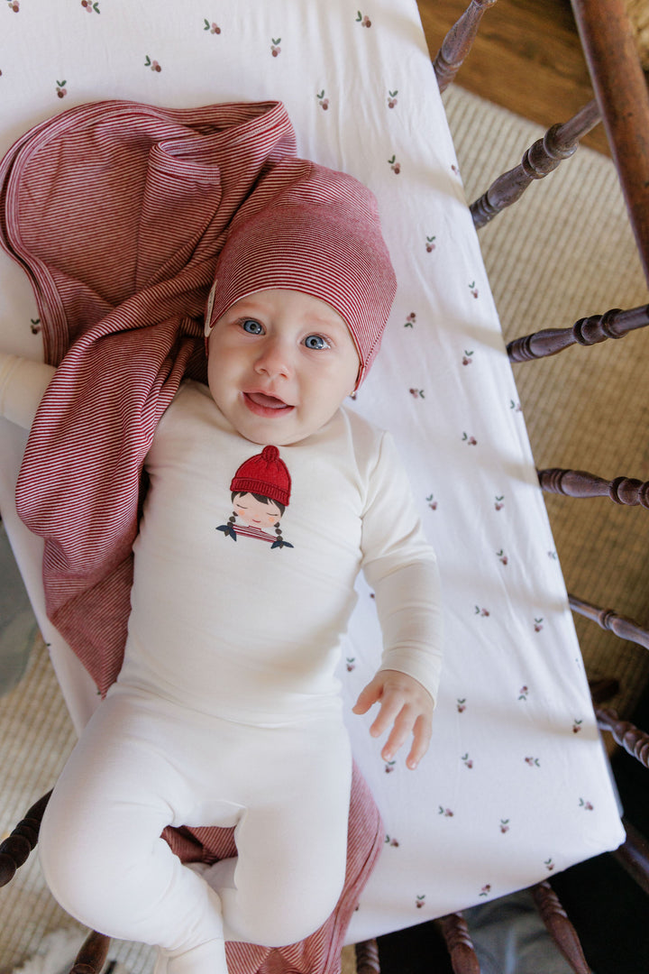 footie girl and boy doll with beanie - ivory/pink