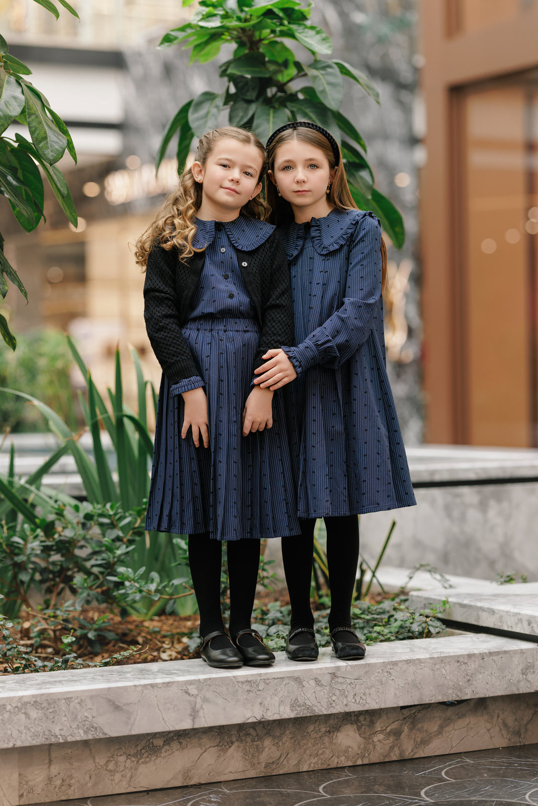 set outfit pinstriped bow print shirt and pleated skirt - blue