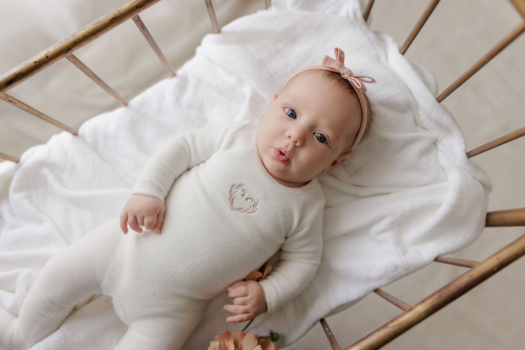 footie velour metallic wreath - ivory girl