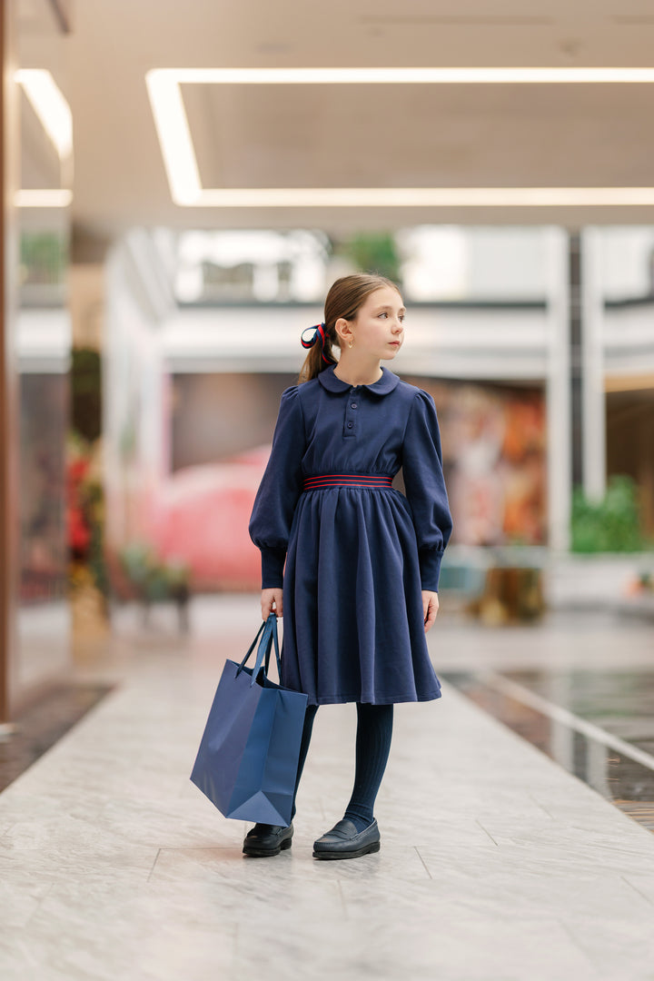 dress waisted shirt style sweatshirt - navy