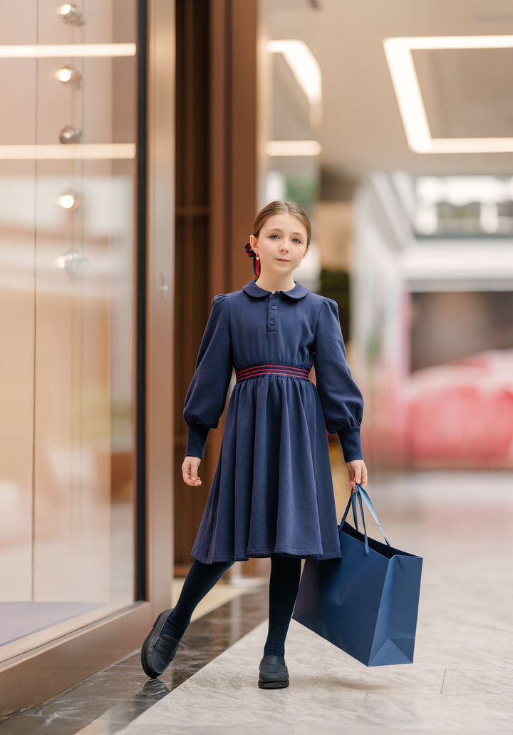 dress waisted shirt style sweatshirt - navy