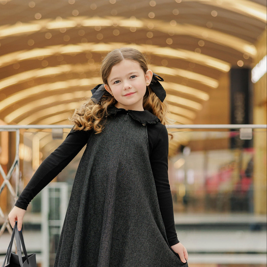 shirt l/s large frill collar - black