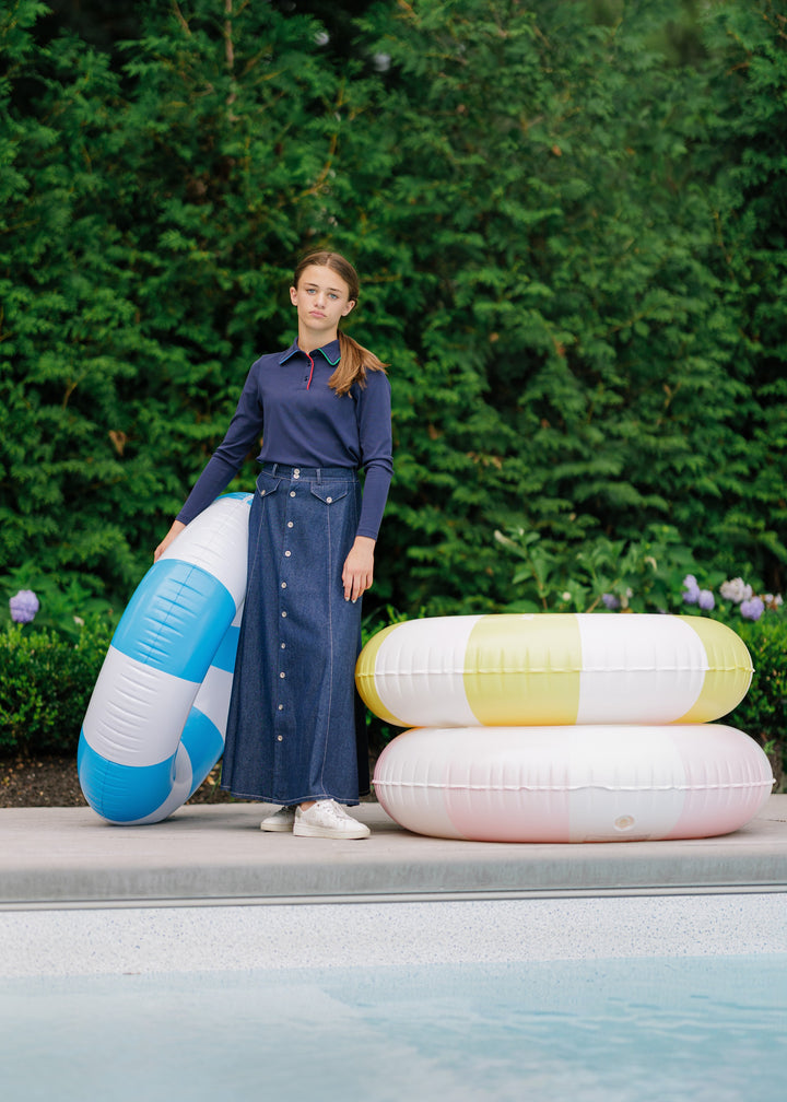 skirt maxi button down - dark denim