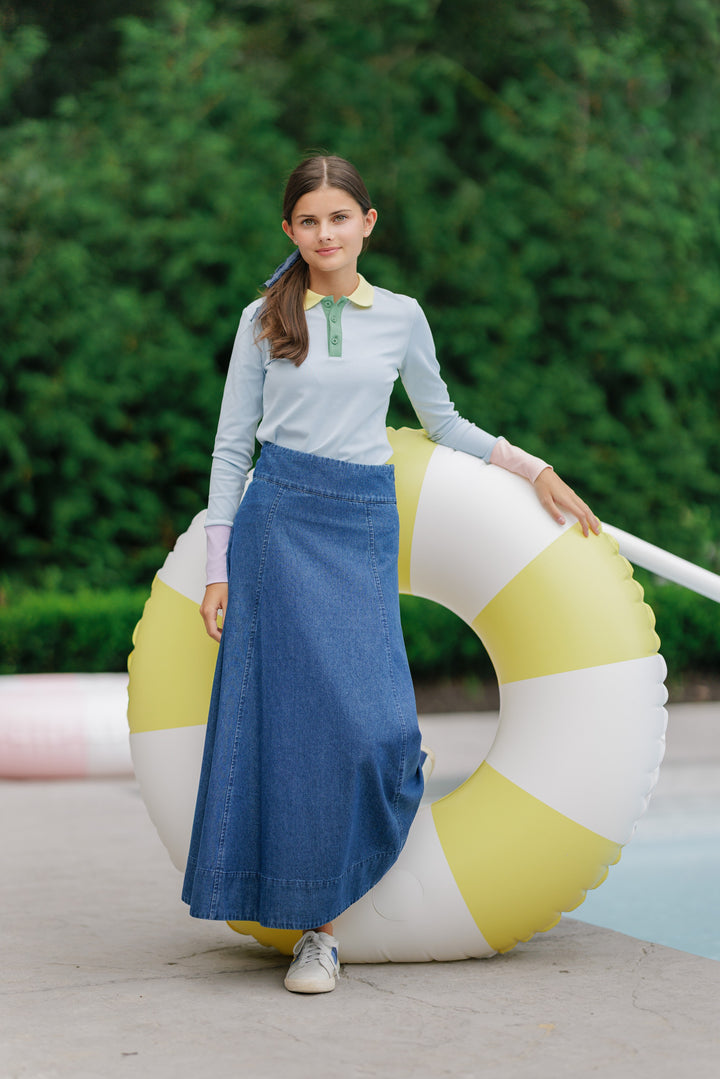 skirt maxi a line - denim