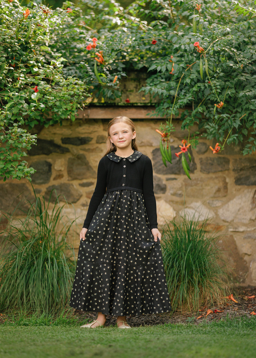 maxi dress printed cardigan with collar - black Lily and Todd maxi dress printed cardigan with collar - black Lily and Todd