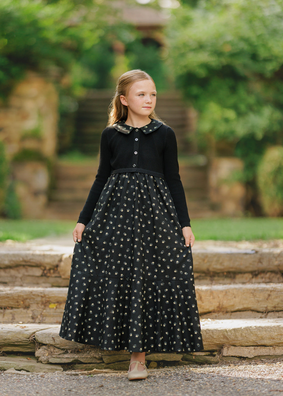 maxi dress printed cardigan with collar